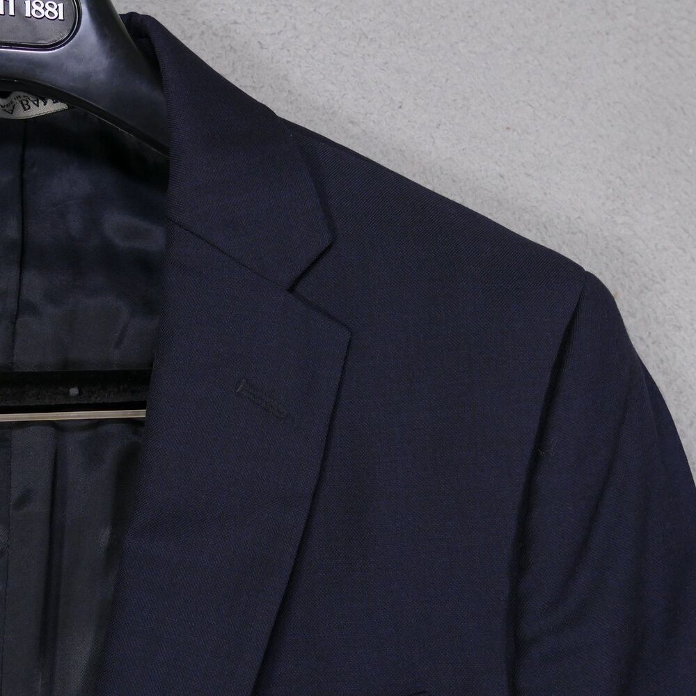 Jos A Bank Traveler Sport Coat Blazer Men 42R SLIM Fit Navy Blue Solid Wool Blen